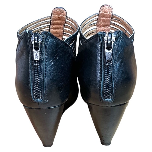 MIZ MOOZ Sloane Genuine Leather Black Cage Booties Back Zipper Round Toe US Sz 6 - Picture 6 of 10